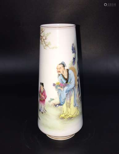 Chinese Famille Rose Porcelain Vase, Marked