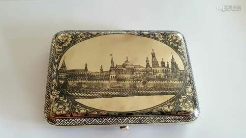Antique Russian Silver Niello Cigarette Case