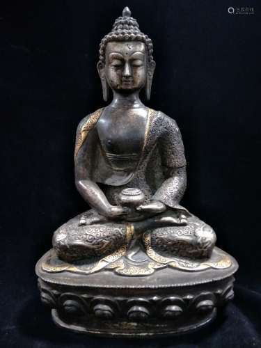 Chinese Silver Seating Buddha