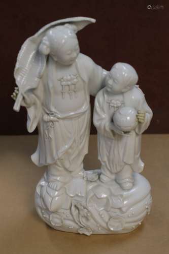 19th C. Chinese Blanc De Chine Porcelain Figurines