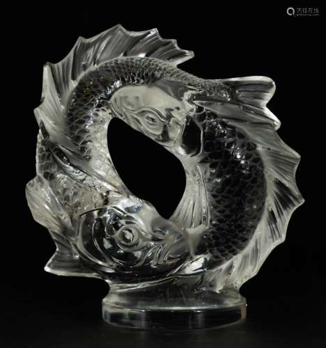 A Big Lalique Carving Two Fish, Mark