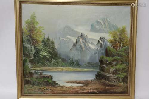 Oil on Canvas of Landscape by 