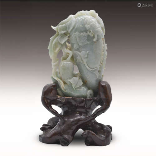Chinese Jadeite Carving w/ Stand