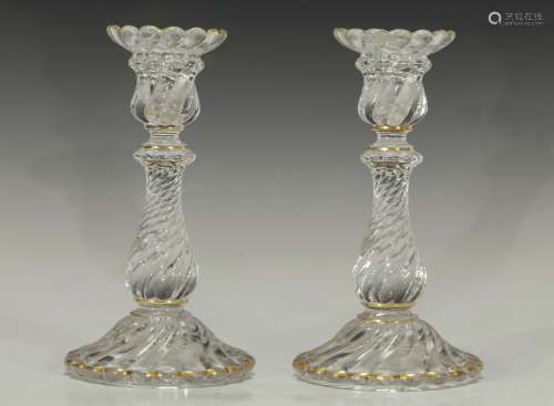 Pair of Baccarat Candle Crystal Sticks Signed