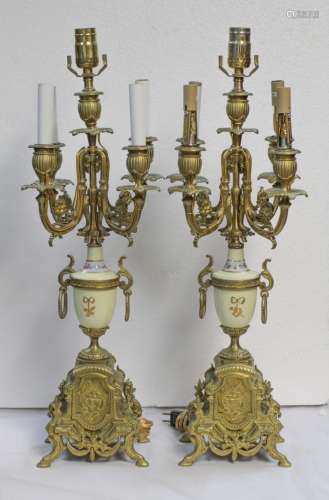 Pair of Service Style French Bronze Candelabra
