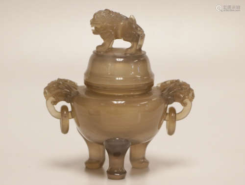 Chinese Agate Carved Censer