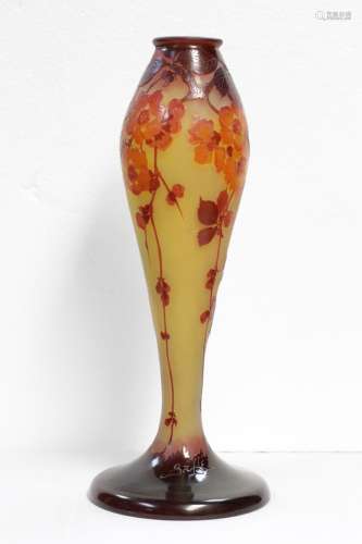 19th C. Original Gulle Glass Vase, Marked