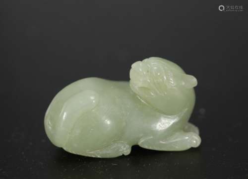 Chinese Carved Celadon Jade Beast