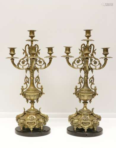 Pair of French Bronze Candelabra