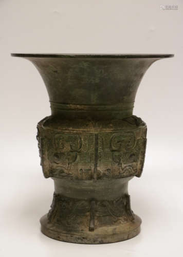 Chinese Archaic Style Bronze GU Vase, 18/19th C.