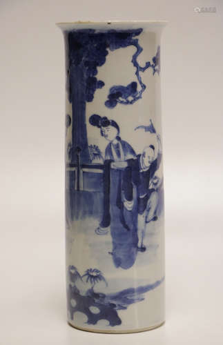 Chinese Blue/White Porcelain GU Shape Vase 18/19th