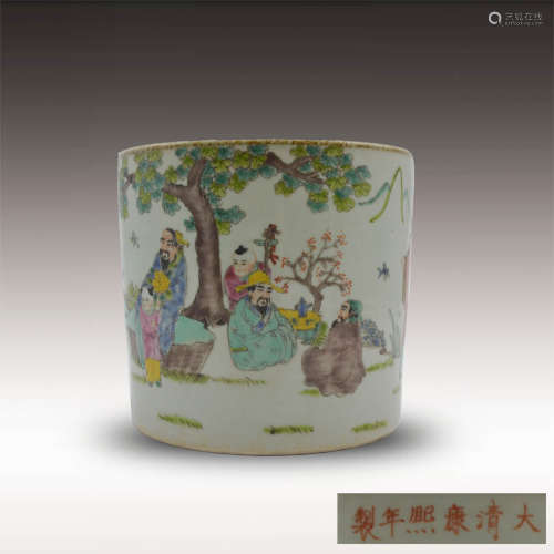 Chinese WuCai Porcelain Brush Pot