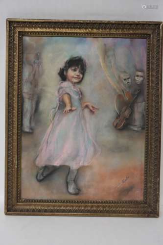 Painting on Paper of a Girl, Signed