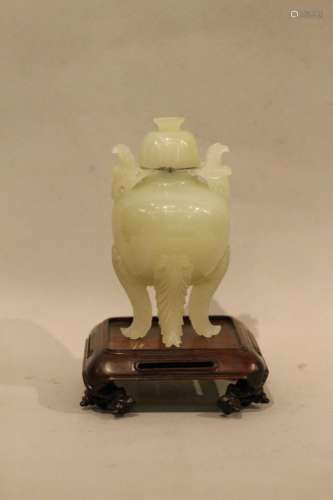 Chinese Jade Carved Cover Vase