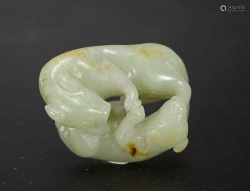 Chinese Carved Jade Beast w/ Russet
