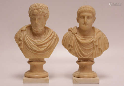 Pair of 18/19th C. Italian Alabaster two Philosoph