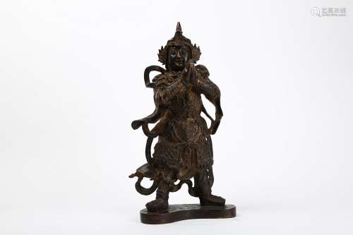 Chinese bronze figure of a guardian, Ming Dynasty.