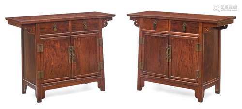 A PAIR OF HUALI TWO-DRAWER COFFERS, LIANER CHURepublic Period