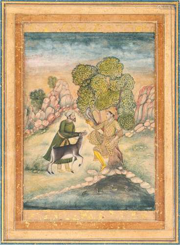 AN ATTENDANT PRESENTING A BUCK TO A PRINCEDELHI, CIRCA 1800