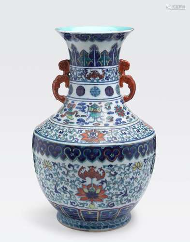 A DOUCAI DECORATED VASEQianlong mark, late Qing/Republic period