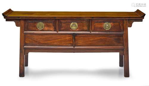 A HUANGHUALI THREE DRAWER COFFERRepublic Period