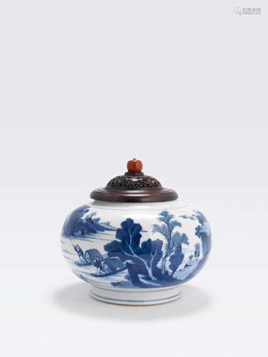 A BLUE AND WHITE GLOBULAR VASEKangxi