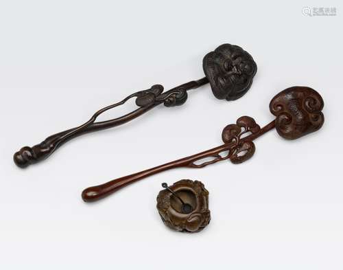 THREE SCHOLAR’S CARVED ACCESSORIES