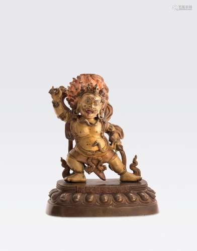 A GILT COPPER ALLOY FIGURE OF VAJRAPANI Qianlong mark and period