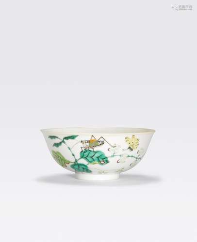 A FAMILLE ROSE ENAMELED CRICKETAND BUTTERFLIES BOWLDaoguang six-character mark and of theperiod