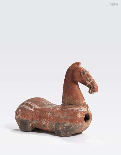 A POLYCHROME PAINTED GRAY POTTERY HORSEHan dynasty