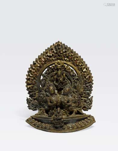 A CAST COPPER ALLOY FIGURAL GROUPNepal, 19th century or earlier