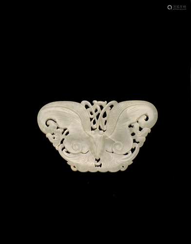 A CARVED JADE BUTTERFLY