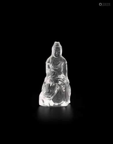 A CARVED ROCK-CRYSTAL FIGURE OF GUANYIN