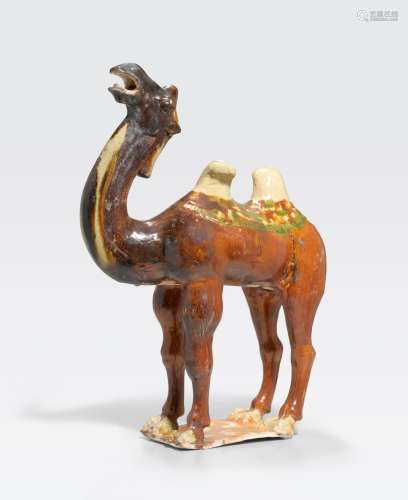 A SANCAI GLAZED POTTERY CAMEL