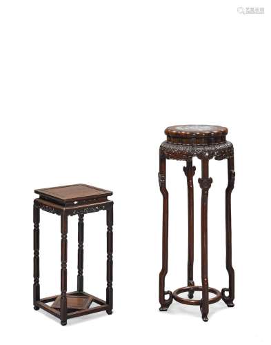 TWO CARVED WOOD CENSER STANDS