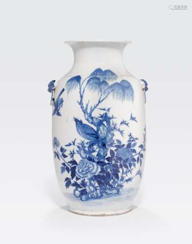 A BLUE AND WHITE OVOID VASE
