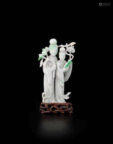 A CARVED JADEITE FIGURAL GROUP OF BEAUTIES