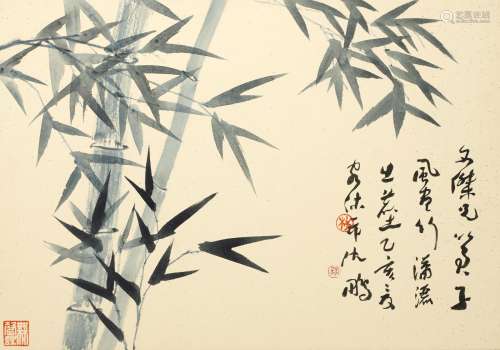 SHEN PENG (B. 1931)Bamboo and Calligraphy