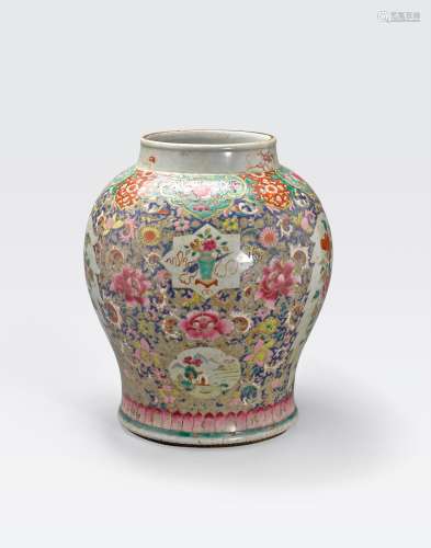 A FAMILLE ROSE ENAMELED GINGER JAR