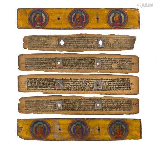 A TIBETAN PALM LEAF SUTRA WITHWOOD COVERS