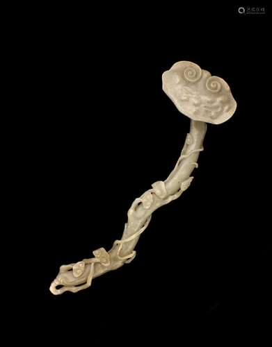 A PALE GREEN JADE RUYI SCEPTER