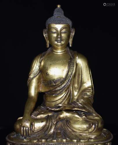 A GILT-BRONZE FIGURE OF BUDDHA AMITABHA