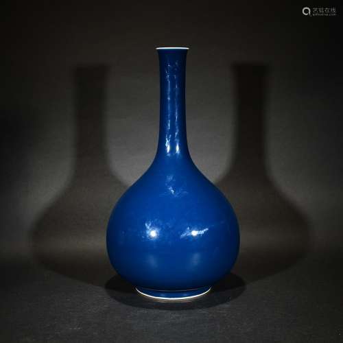 A BLUE GLAZE BOTTLE VASE, GUANGXU SIX-CHARACTER MARK