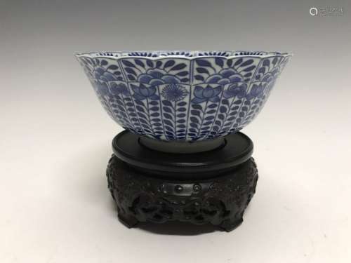 A BLUE AND WHITE BOWL, KANGXI FOUR-CHARACTER MARK