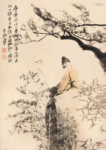 郎静山 1902～1990 大千自题相片 镜框 纸本