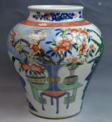 Chinese Famille-verte Porcelain Ginger Jar