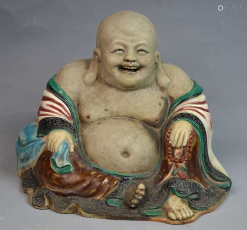 Chinese Porcelain Carved Figure of Laughing Buddha