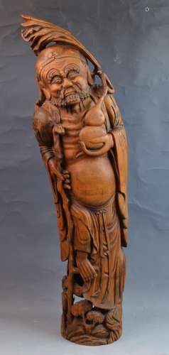 Chinese Bamboo Carved Figure of luohan