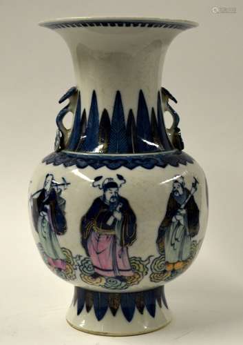 Chinese Blue and White Gold-gilt Porcelain Vase