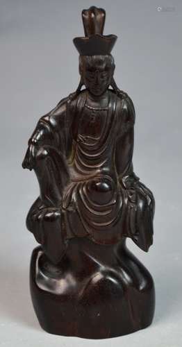 Chinese zitan wooden Carved Figure of guanyin